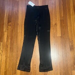 Zara Satin Pants With Split Hem Black Sz Medium